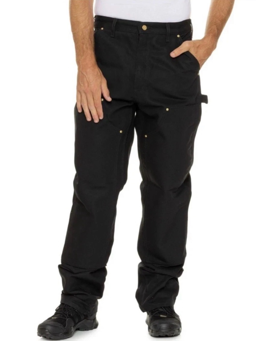 Carhartt Mens 44 X 32 Loose Fit Firm Duck Double-Knee Black Utility Work Pants